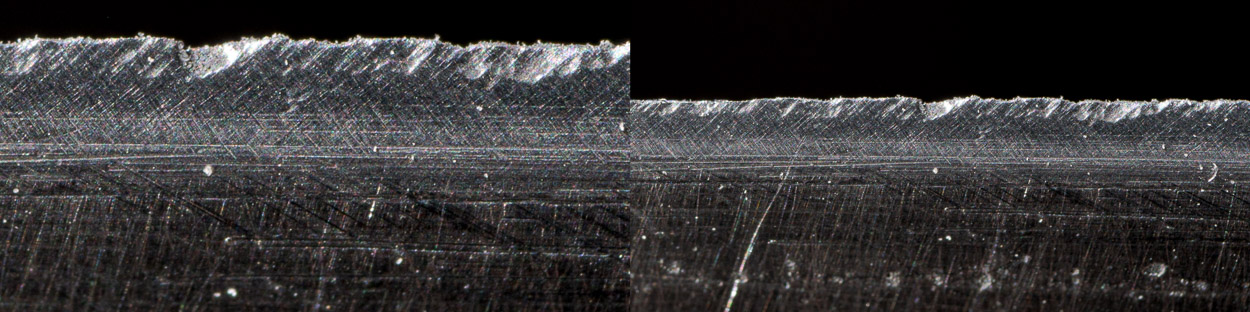 stropping knife on leather strop with coarse honing paste